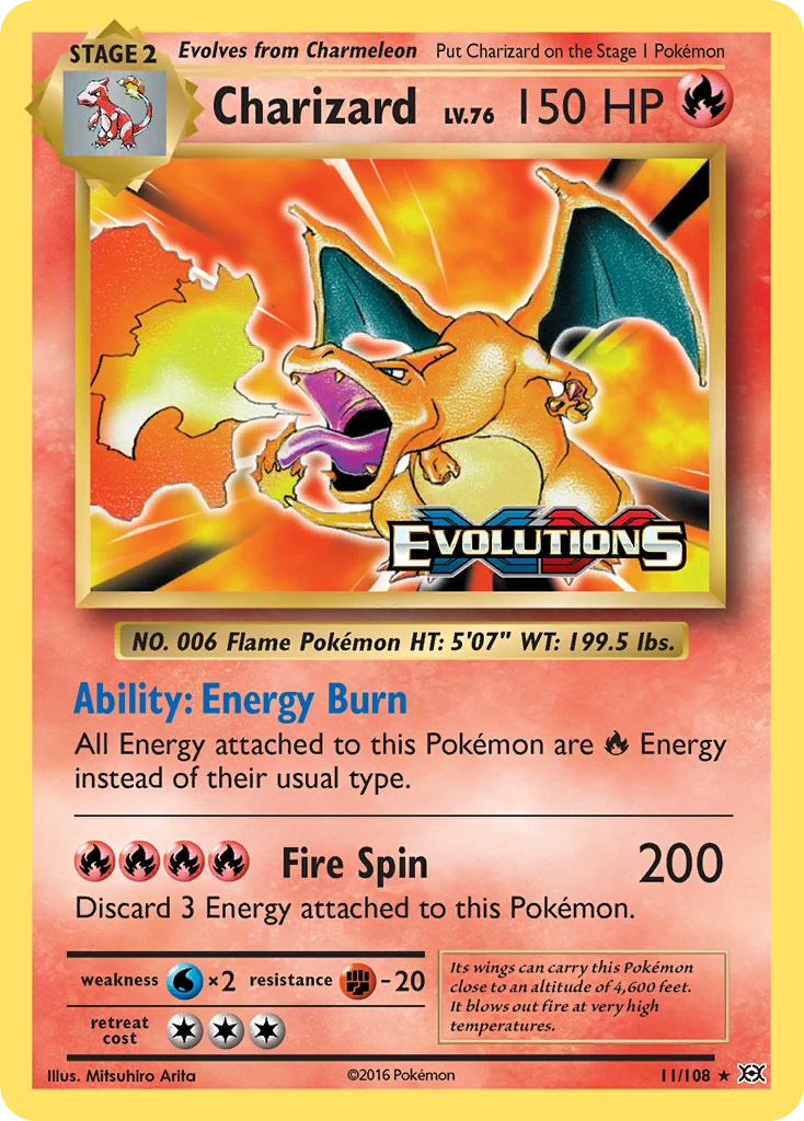 Charizard Reverse Holo #11 · Evolutions (2016)